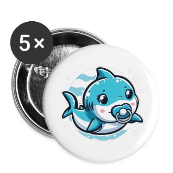 Bébé requin - Buttons large 2.2''/56 mm (5-pack) - white - Front
