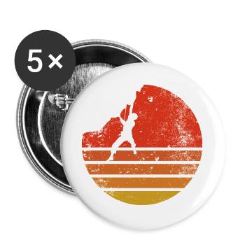 Wanderer bei Retro Sunset - Buttons groß 56 mm (5er Pack) - Weiß - Vorne