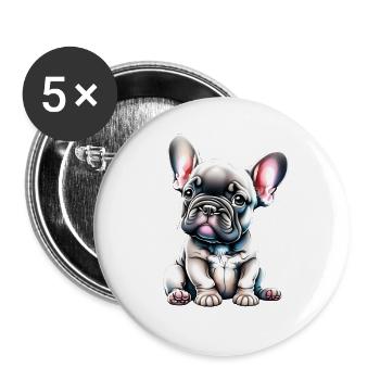 Chiens Bouledogue Français Chien Propriétaire Chien - Lot de 5 grands badges (56 mm) - blanc - Devant
