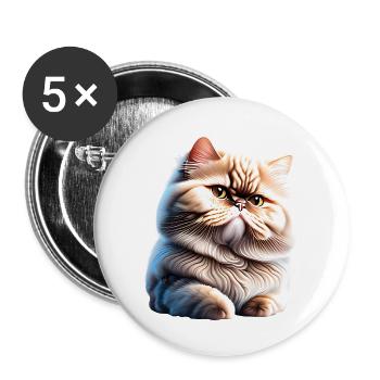 Chat persan, Tomcat, Chat domestique, Chat, Propriétaire de chat - Lot de 5 grands badges (56 mm) - blanc - Devant