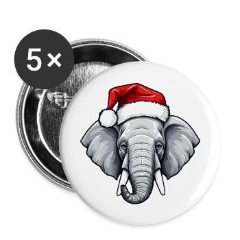 Noël tête d’éléphant - Lot de 5 grands badges (56 mm) - blanc - Devant