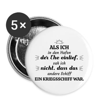 Scheidung Spruch - Buttons groß 56 mm (5er Pack) - Weiß - Vorne