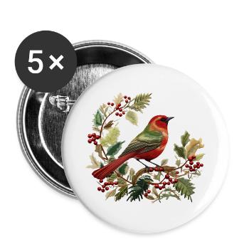 Omas gestickte Weihnachtsstimmung - Buttons groß 56 mm (5er Pack) - Weiß - Vorne