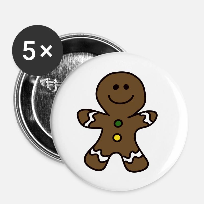 Gingerbread Baking Christmas Yummy Gingerbread - Buttons large 2.2''/56 mm (5-pack) - white