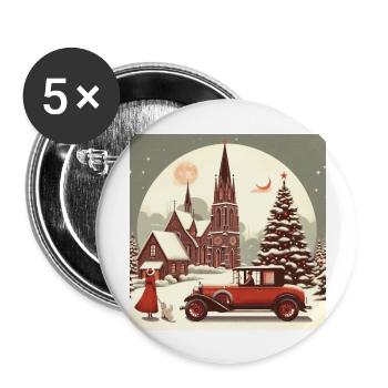 Church in winter - Buttons large 2.2''/56 mm (5-pack) - white - Front