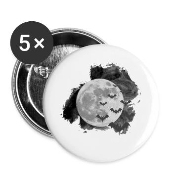 Fledermäuse, monde, Halloween Outfit - Buttons groß 56 mm (5er Pack) - Weiß - Vorne