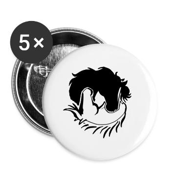 Pferde Yin Yang Geschenk lustig Spirituell Energie - Buttons groß 56 mm (5er Pack) - Weiß - Vorne