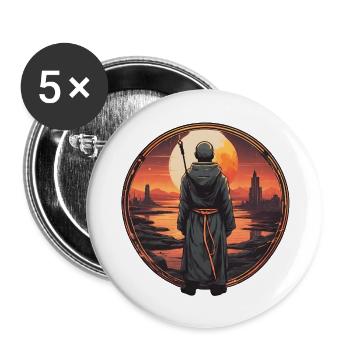 Meditating Monk at the Valley - Buttons large 2.2''/56 mm (5-pack) - white - Front