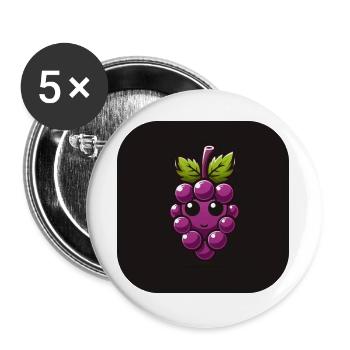 Raisin violet avec visage - Lot de 5 grands badges (56 mm) - blanc - Devant