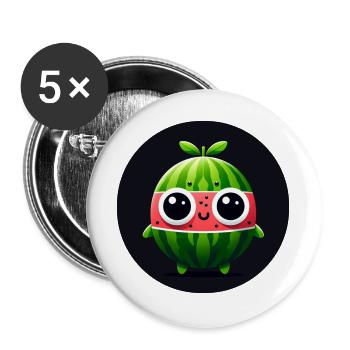 Watermelon with eyes in comic style - Buttons large 2.2''/56 mm (5-pack) - white - Front