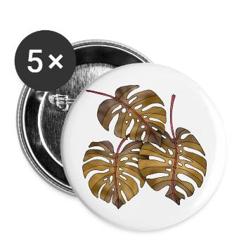 feuilles - Lot de 5 grands badges (56 mm) - blanc - Devant