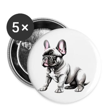 Chiens Bouledogue Français Chien Propriétaire Chien - Lot de 5 grands badges (56 mm) - blanc - Devant
