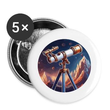 Telescope / Telescope / Astronomy / Starry Sky - Buttons large 2.2''/56 mm (5-pack) - white - Front