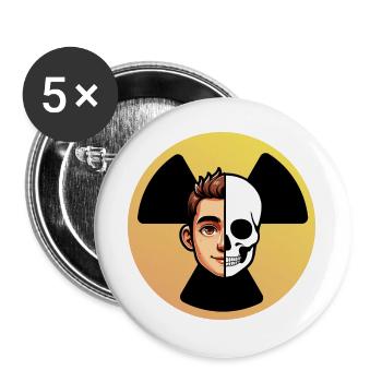 Logo Radioactive Face Skeleton Humor Radiology - Buttons large 2.2''/56 mm (5-pack) - white - Front