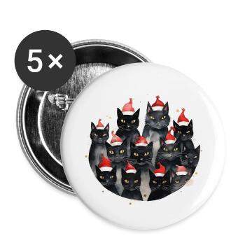 Aquarell Weihnachtskatzen - Buttons groß 56 mm (5er Pack) - Weiß - Vorne