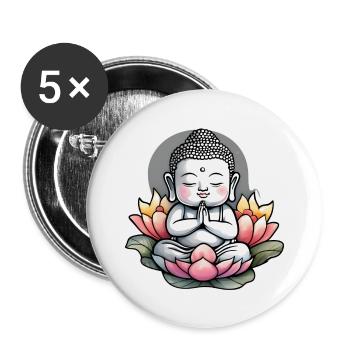 Baby Buddha - meditation yoga relaxation - Buttons large 2.2''/56 mm (5-pack) - white - Front