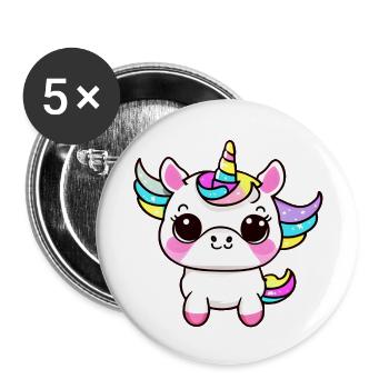 Unicorn Mythical Creature Girl Unicorns Mythical Creatures - Buttons large 2.2''/56 mm (5-pack) - white - Front
