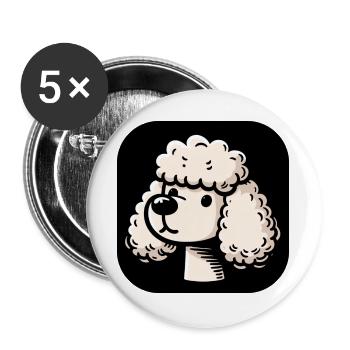 Süßer weißer Pudel im Comic Stil - Buttons groß 56 mm (5er Pack) - Weiß - Vorne