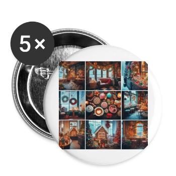 Café d’hiver - Lot de 5 grands badges (56 mm) - blanc - Devant