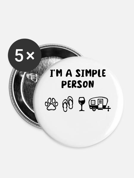 Wohnwagen Wanderer Statement Chillen Ferien - Buttons groß 56 mm (5er Pack) - Weiß