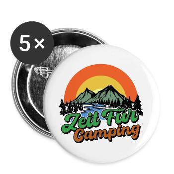 Campingplatz Camping Statement Berge Camper - Buttons groß 56 mm (5er Pack) - Weiß - Vorne