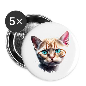 Chat domestique, Chat, Propriétaire de chat, Chat siamois, Chaton - Lot de 5 grands badges (56 mm) - blanc - Devant
