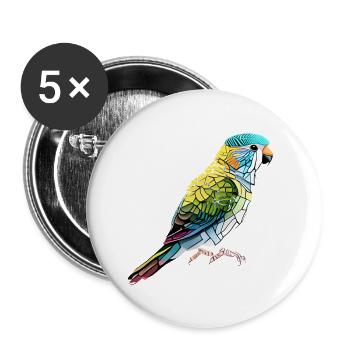 Perruche Bird Propriétaire d’oiseau Calopsitte - Lot de 5 grands badges (56 mm) - blanc - Devant