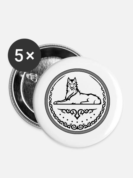 Wolf of Caucasus - Buttons large 2.2''/56 mm (5-pack) - white