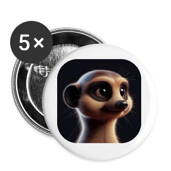 Meerkat in animation style - Buttons large 2.2''/56 mm (5-pack) - white - Front