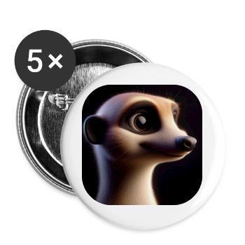Cute meerkat in animation style - Buttons large 2.2''/56 mm (5-pack) - white - Front