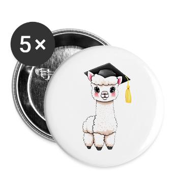 Baccalauréat en études d’alpaga Certificat de fin d’études supérieures - Lot de 5 grands badges (56 mm) - blanc - Devant