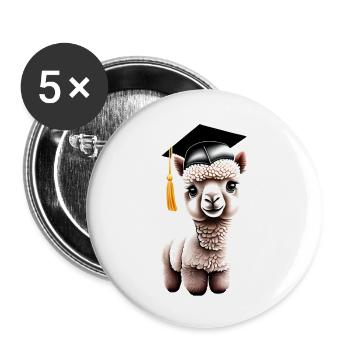 Bachelor Alpaca School Graduation Graduate - Buttons large 2.2''/56 mm (5-pack) - white - Front