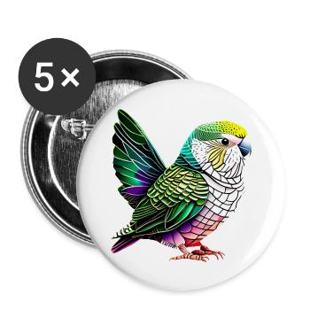 Perruche Bird Propriétaire d’oiseau Calopsitte - Lot de 5 grands badges (56 mm) - blanc - Devant