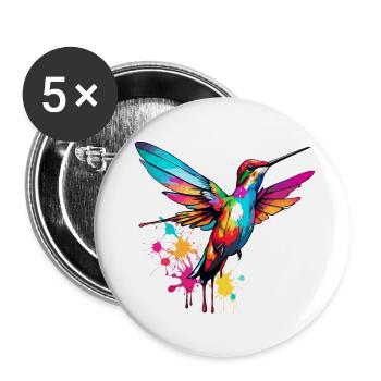 Hummingbird / Bird / Animal / Flying / Wings / Feathers - Buttons large 2.2''/56 mm (5-pack) - white - Front