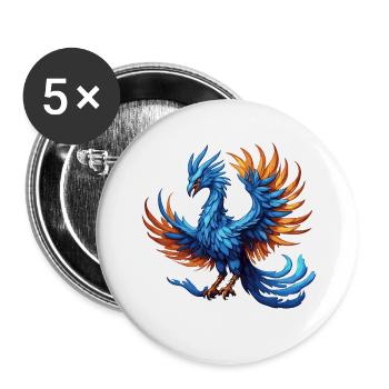 Phoenix / Vogel / Tier / Fabelwesen / Feuer - Buttons groß 56 mm (5er Pack) - Weiß - Vorne