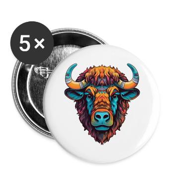Bisons 1 - Lot de 5 grands badges (56 mm) - blanc - Devant