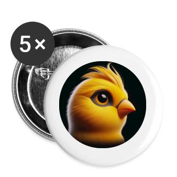 Chick yellow bird, photorealistic - Buttons large 2.2''/56 mm (5-pack) - white - Front