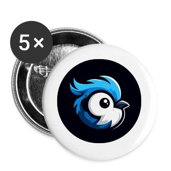 Comic Meise Vogel - Buttons groß 56 mm (5er Pack) - Weiß - Vorne