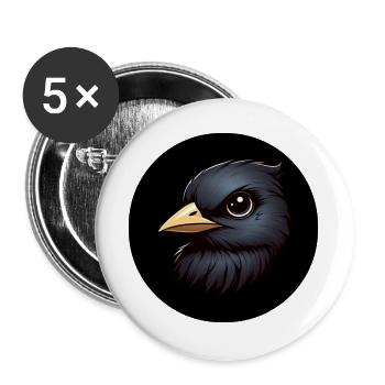 Raven in animation style - Buttons large 2.2''/56 mm (5-pack) - white - Front