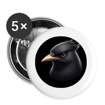 Black raven in animation style - Buttons large 2.2''/56 mm (5-pack) - white - Front
