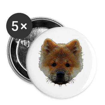 sweater mit hündchen, chow chow welpe - Buttons groß 56 mm (5er Pack) - Weiß - Vorne