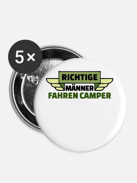 Wanderer Camping Camper Wohnwagen Statement - Buttons groß 56 mm (5er Pack) - Weiß