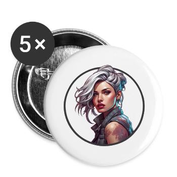 Rocker Girl / Punk Rock / Woman / Colorful Hair / Cool - Buttons large 2.2''/56 mm (5-pack) - white - Front