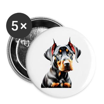 Doberman dog Doberman trainer Doberman puppy - Buttons large 2.2''/56 mm (5-pack) - white - Front