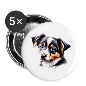 Australian Shepherd Dog Dog Puppy Dogs - Buttons large 2.2''/56 mm (5-pack) - white - Front