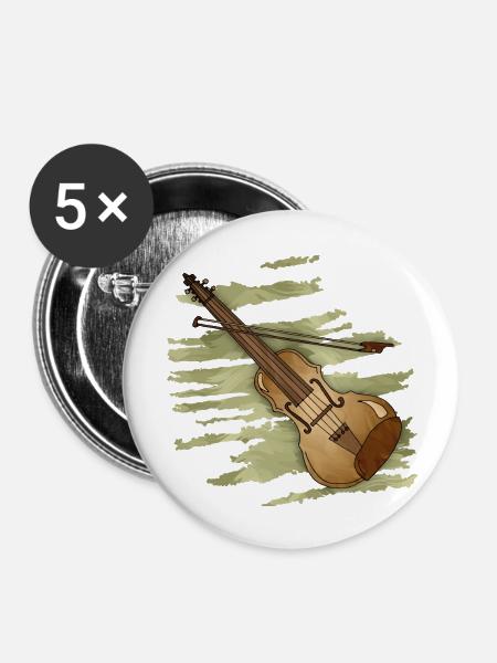 Geige - Buttons groß 56 mm (5er Pack) - Weiß