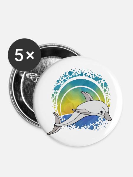 Delfin - Buttons groß 56 mm (5er Pack) - Weiß