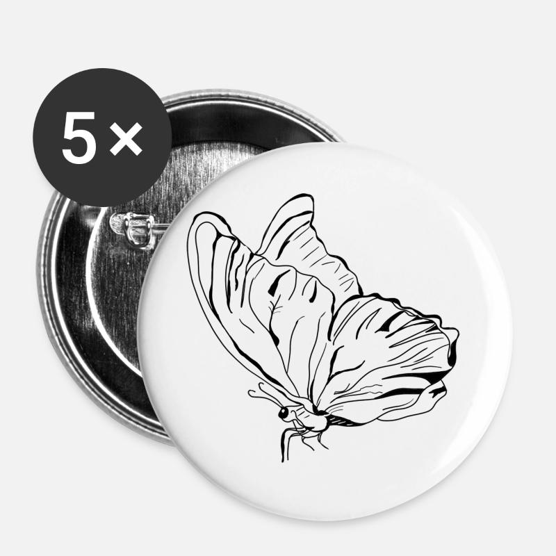 butterfly vecter - Buttons large 2.2''/56 mm (5-pack) - white
