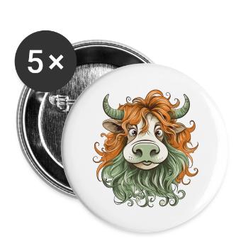 Kuh - Buttons groß 56 mm (5er Pack) - Weiß - Vorne