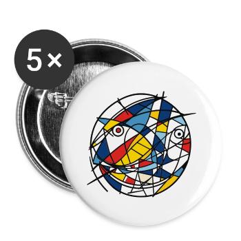 Fisch Meerestier - Buttons groß 56 mm (5er Pack) - Weiß - Vorne